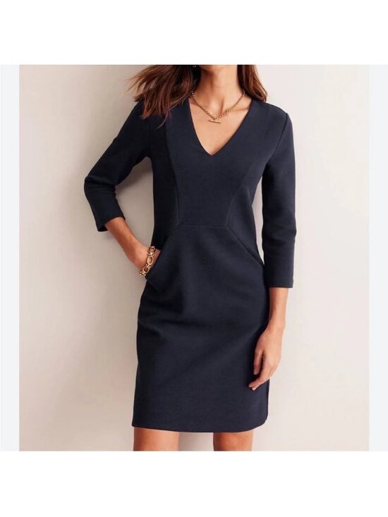 Boden Dresses & Skirts - EUC Boden Brontë Ottoman V-Neck Dress Navy Blue Office work womens  Sz 12R